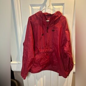 Vintage Woolrich Red Nylon Anorak Pullover Windbreaker Jacket Hooded XL  Outdoor